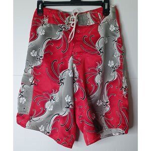 Tru Cal Men's Swimsuit Board Shorts Size 28X9 Gray Red
